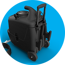 Easy transport with telescopic handle and 5" transport wheels.